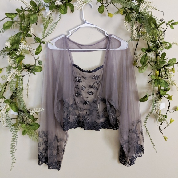 Free People Tops - Free People Sheer Beaded Lace Top